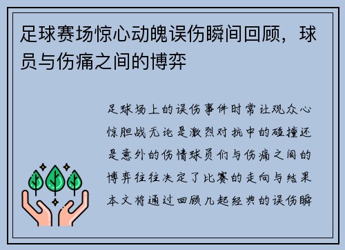 足球赛场惊心动魄误伤瞬间回顾，球员与伤痛之间的博弈